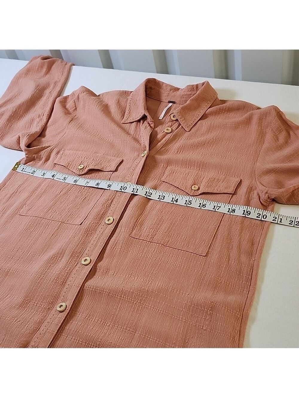 Free People Womens Orange Button-Up Long Shirt Dress Size Small - Picture 6 of 8
